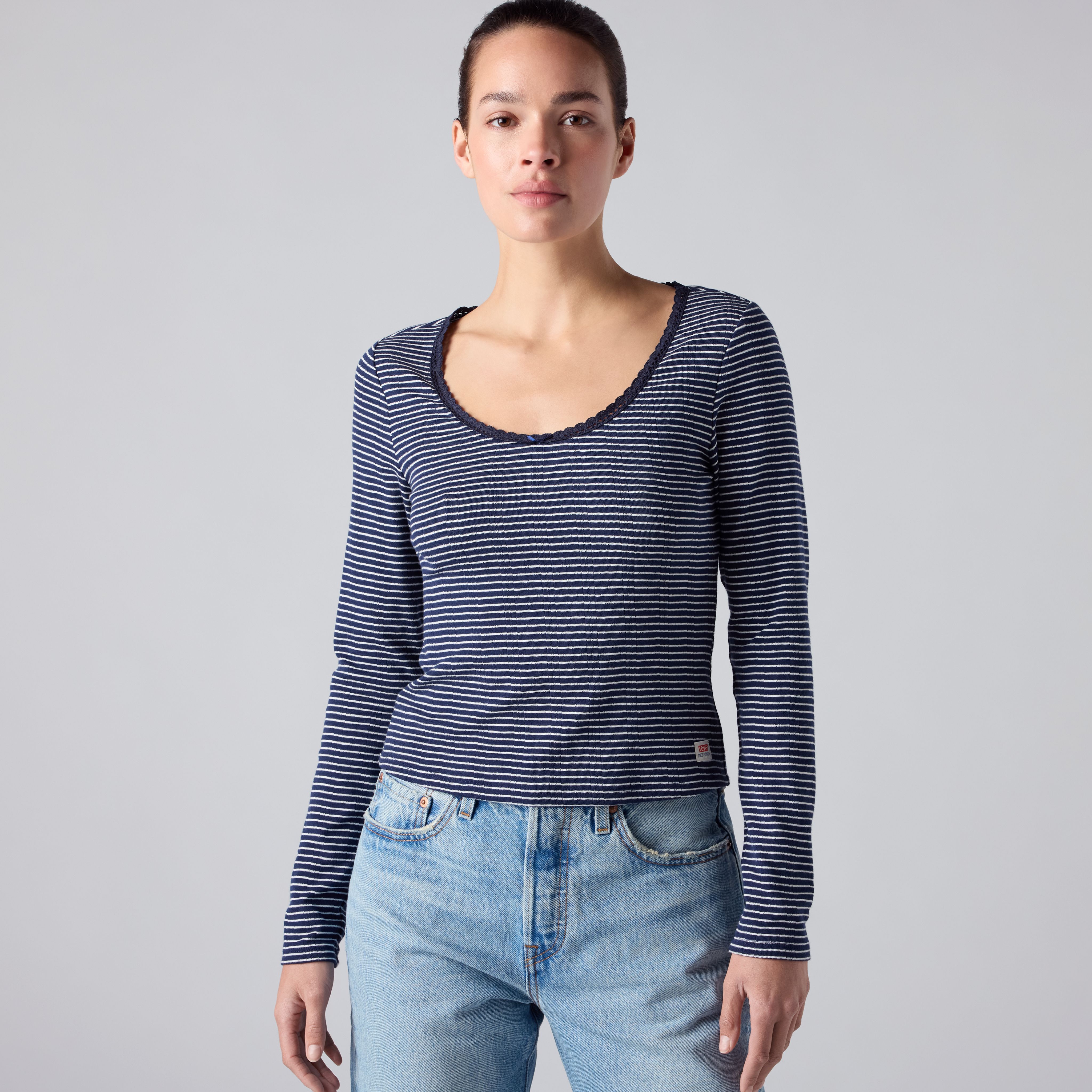 Dry Goods Pointelle Lace Long-Sleeve Top 1