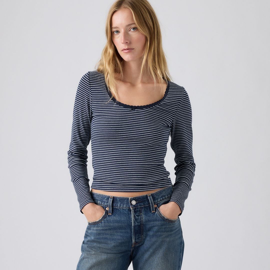 Levi's Dry Goods Pointelle Lace Long-Sleeve Top - Women's M