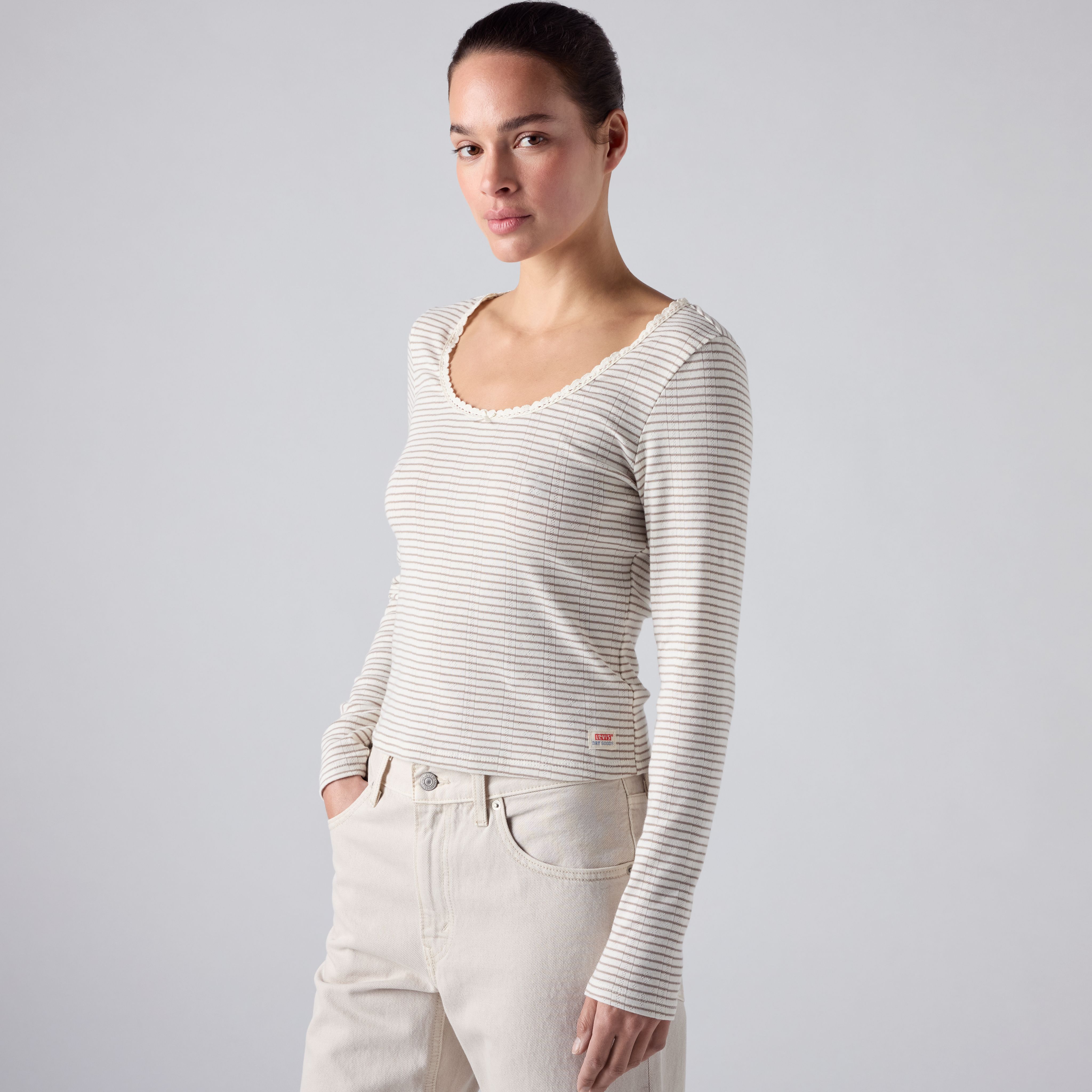 Dry Goods Pointelle Lace Long-Sleeve Top 1