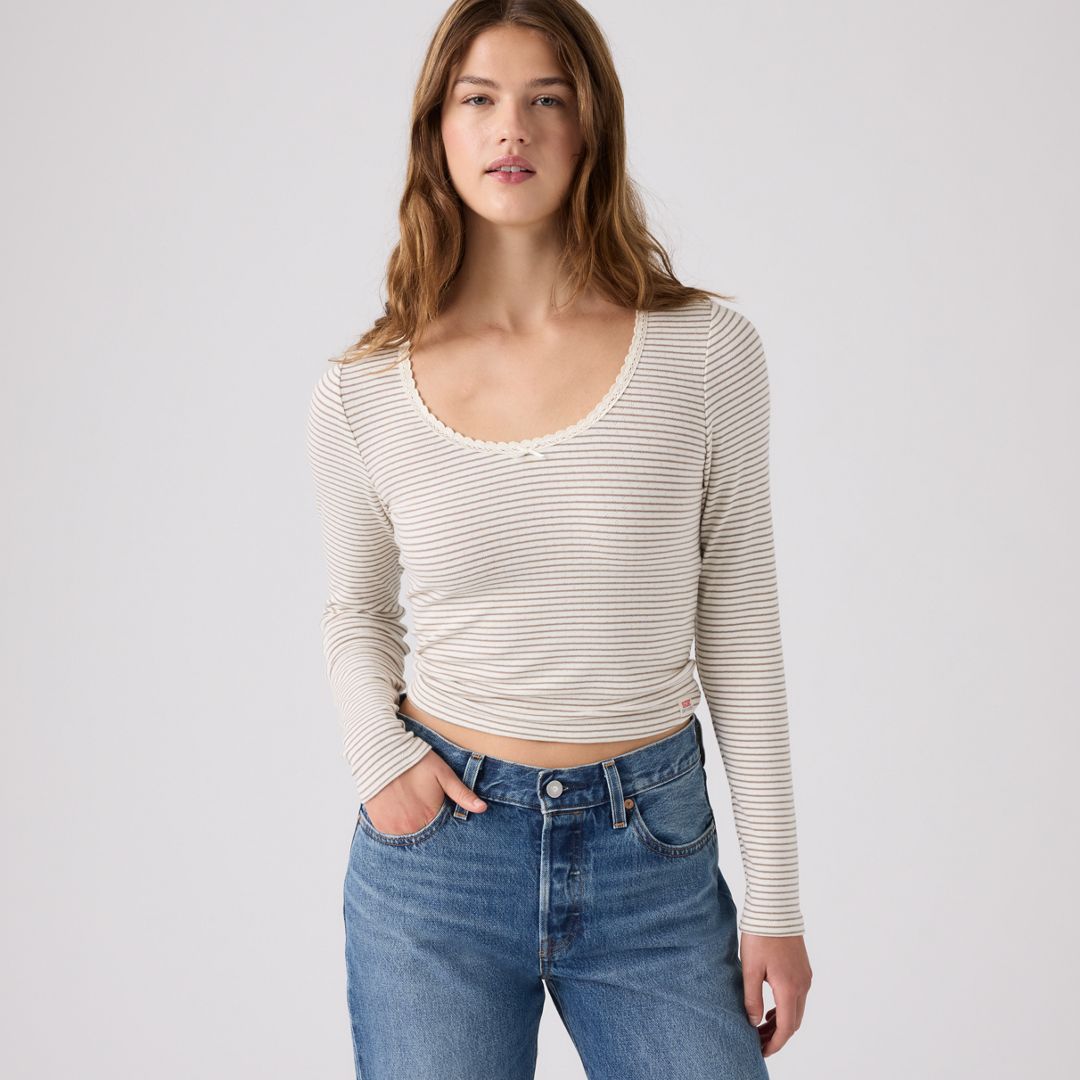 Levi's Dry Goods Pointelle Lace Long-Sleeve Top - Women's M
