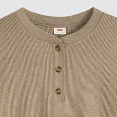 Dry Goods Relaxed Long-Sleeve Henley — Taupe Gray Heather - Brown 6