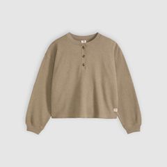 Dry Goods Relaxed Long-Sleeve Henley — Taupe Gray Heather - Brown 5