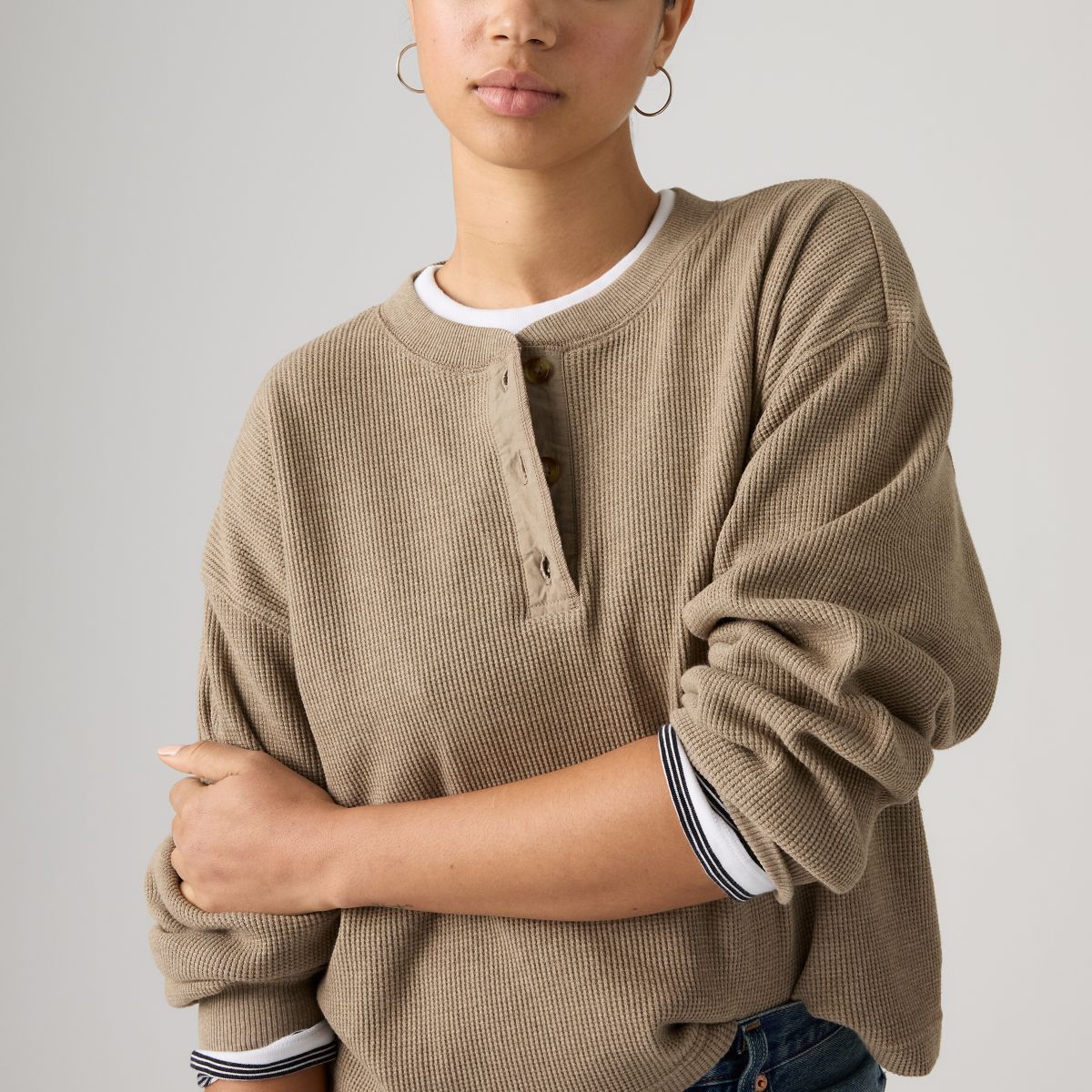 Dry Goods Relaxed Long-Sleeve Henley — Taupe Gray Heather - Brown