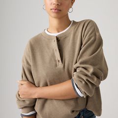 Dry Goods Relaxed Long-Sleeve Henley — Taupe Gray Heather - Brown 2
