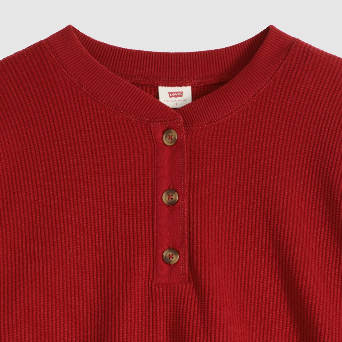 Dry Goods Relaxed Long-Sleeve Henley — Emboldened - Red