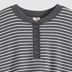 Dry Goods Relaxed Long-Sleeve Henley — Jane Stripe Charcoal Heather - Grey 6