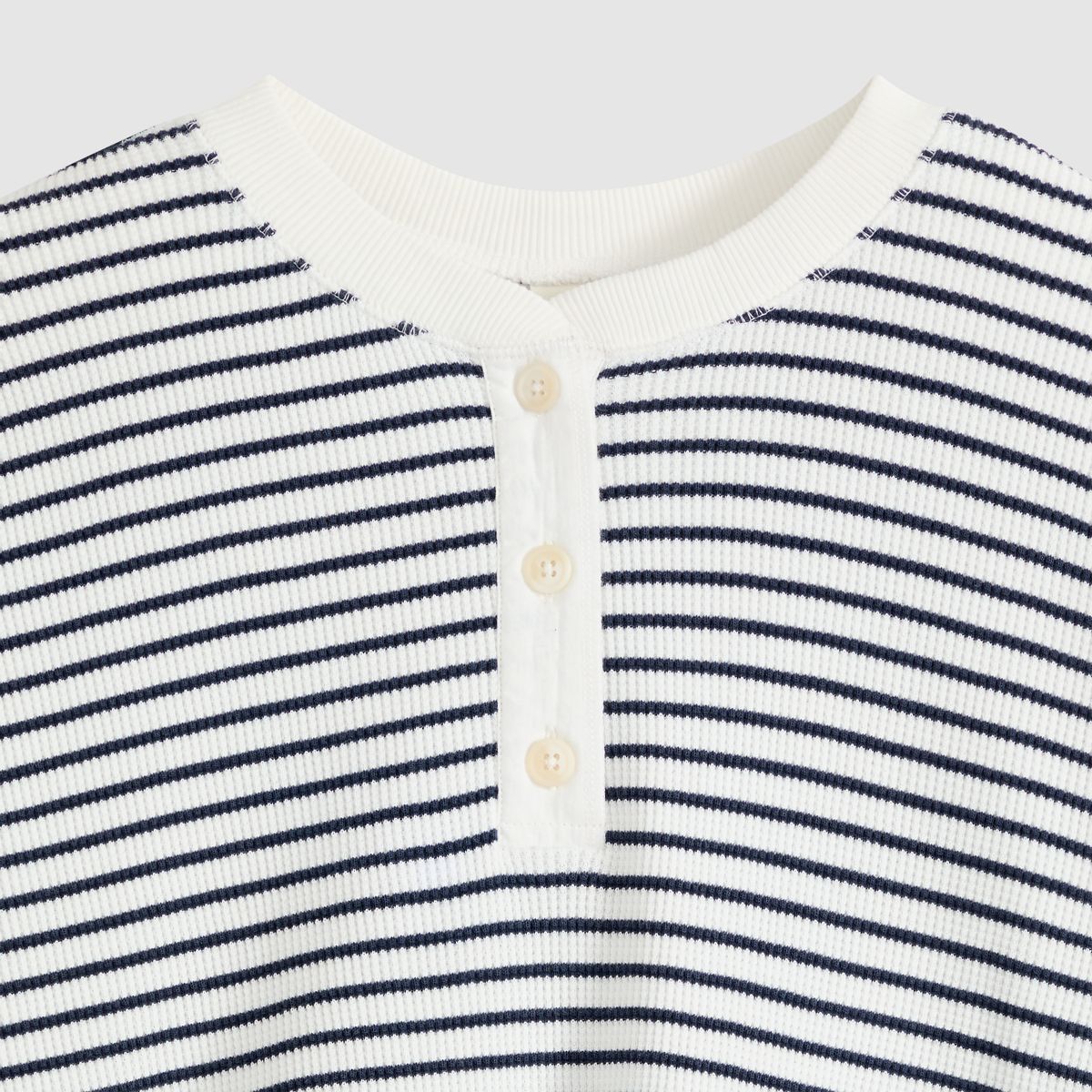 Dry Goods Relaxed Long-Sleeve Henley — Jane Stripe Navy Blazer - Blue