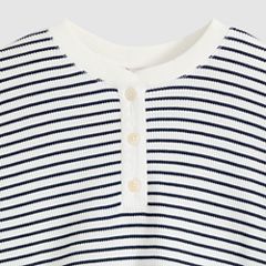 Dry Goods Relaxed Long-Sleeve Henley — Jane Stripe Navy Blazer - Blue 6