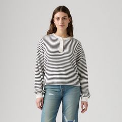 Dry Goods Relaxed Long-Sleeve Henley — Jane Stripe Navy Blazer - Blue 3