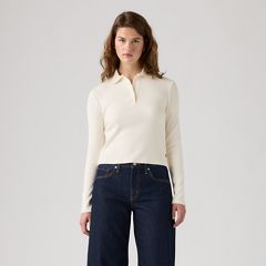 Rory Long-Sleeve Polo — Egret - White 3