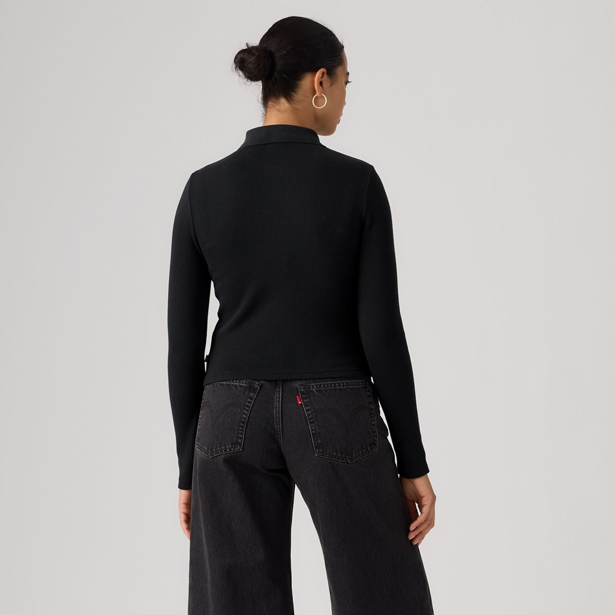 Rory Long-Sleeve Polo — Anthracite Night - Black