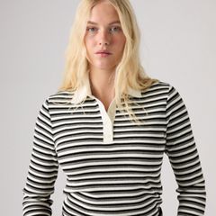 Rory Long-Sleeve Polo — Gigi Stripe Anthracite Night - Black 2