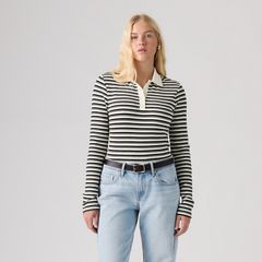Rory Long-Sleeve Polo — Gigi Stripe Anthracite Night - Black 3