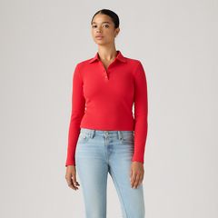 Rory Long-Sleeve Polo — True Red - Red 3