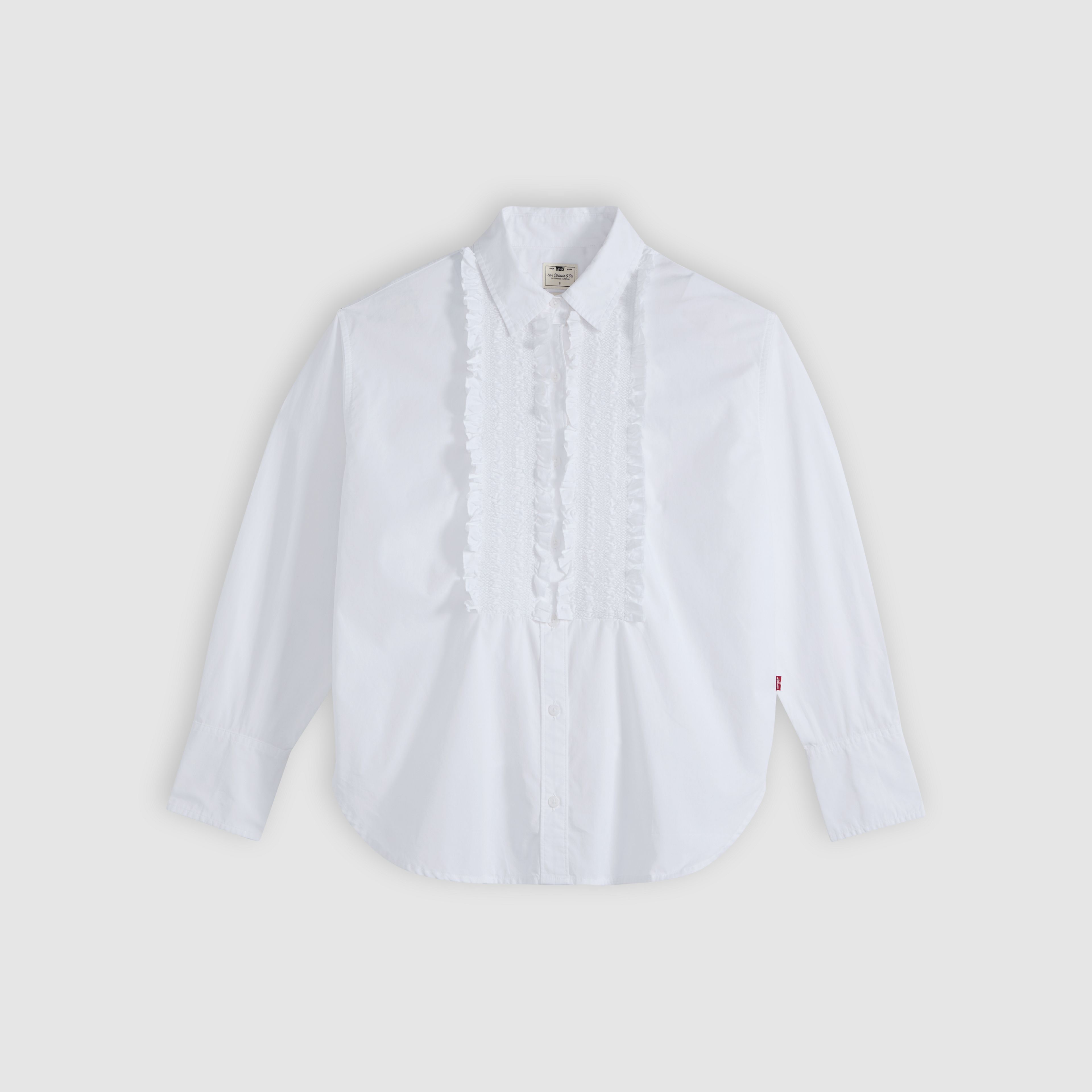 Harlie Boyfriend Tuxedo Ruffle Button Down Shirt
