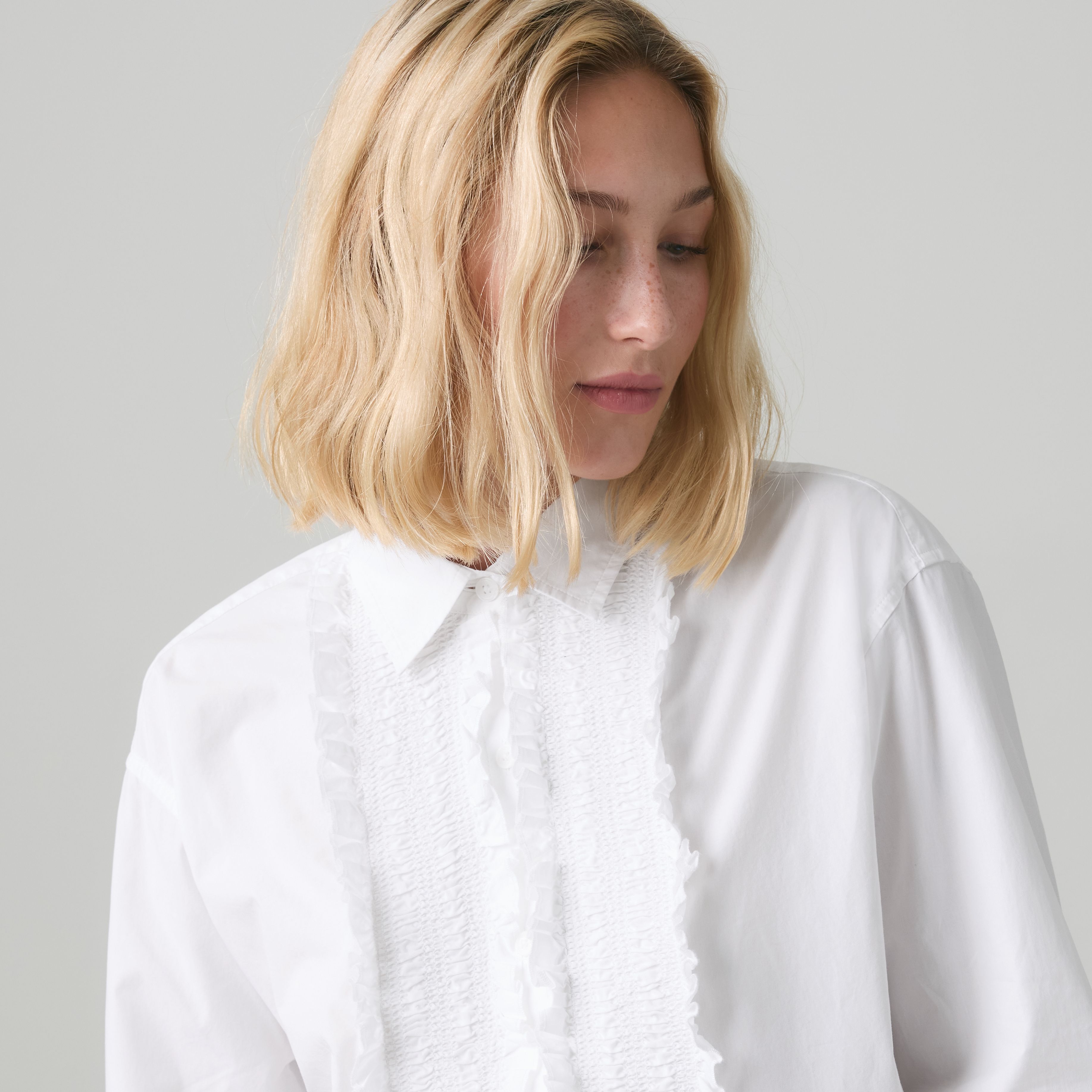 Harlie Boyfriend Tuxedo Ruffle Button Down Shirt 3