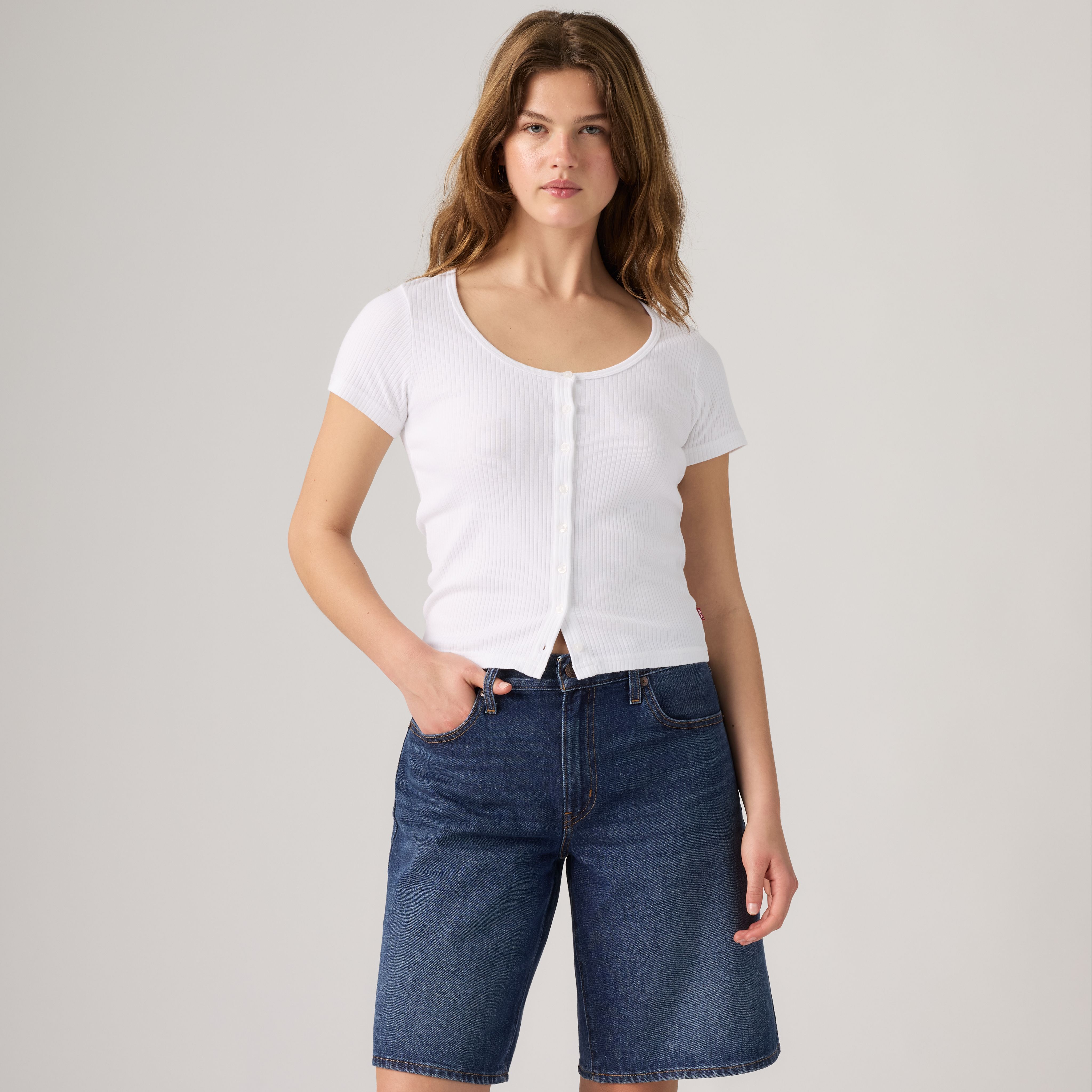 Austen Button-Up Short-Sleeve Top 1
