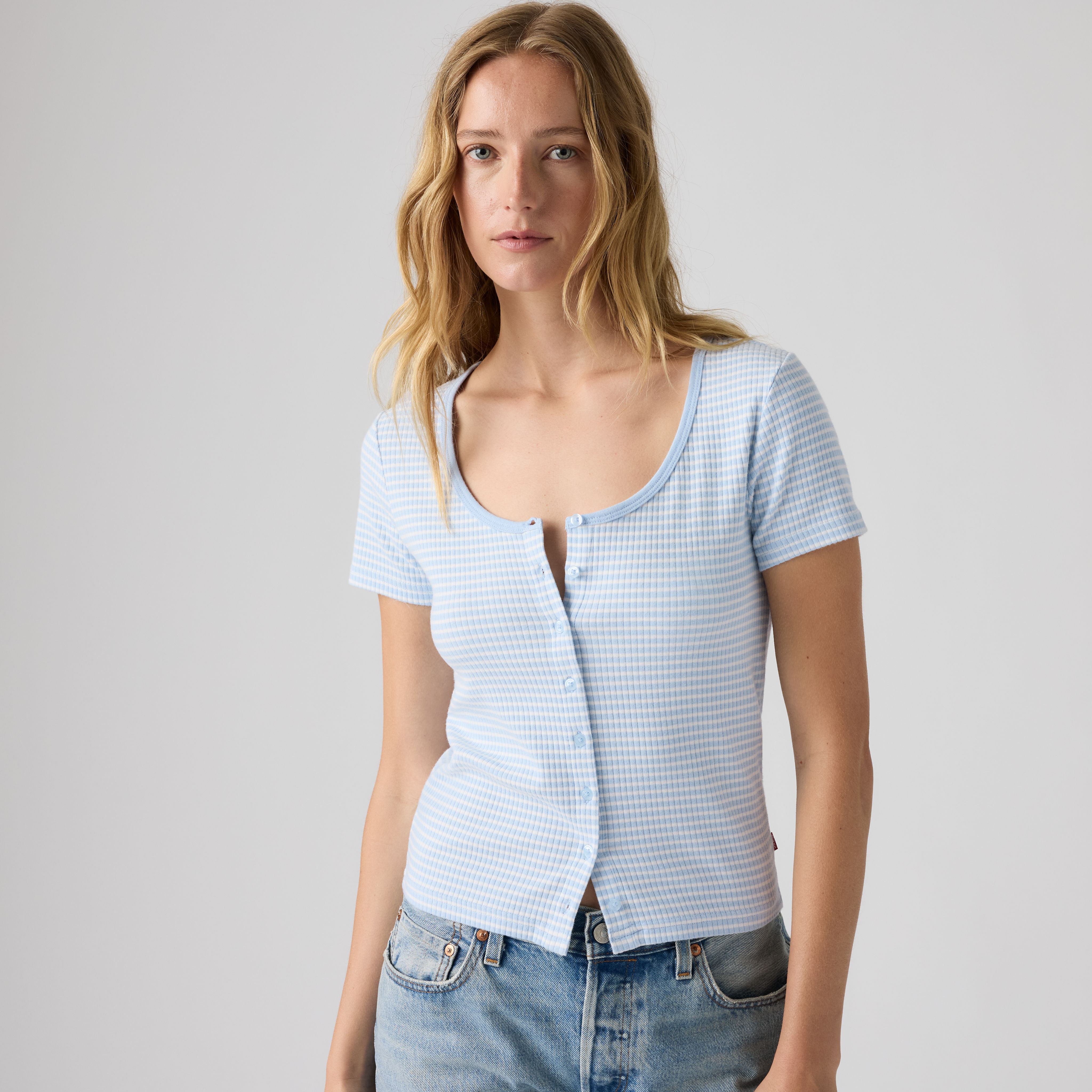Austen Button-Up Short-Sleeve Top 1