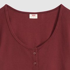 Austen Button-Up Short-Sleeve Top — Warm Cabernet - Red 6