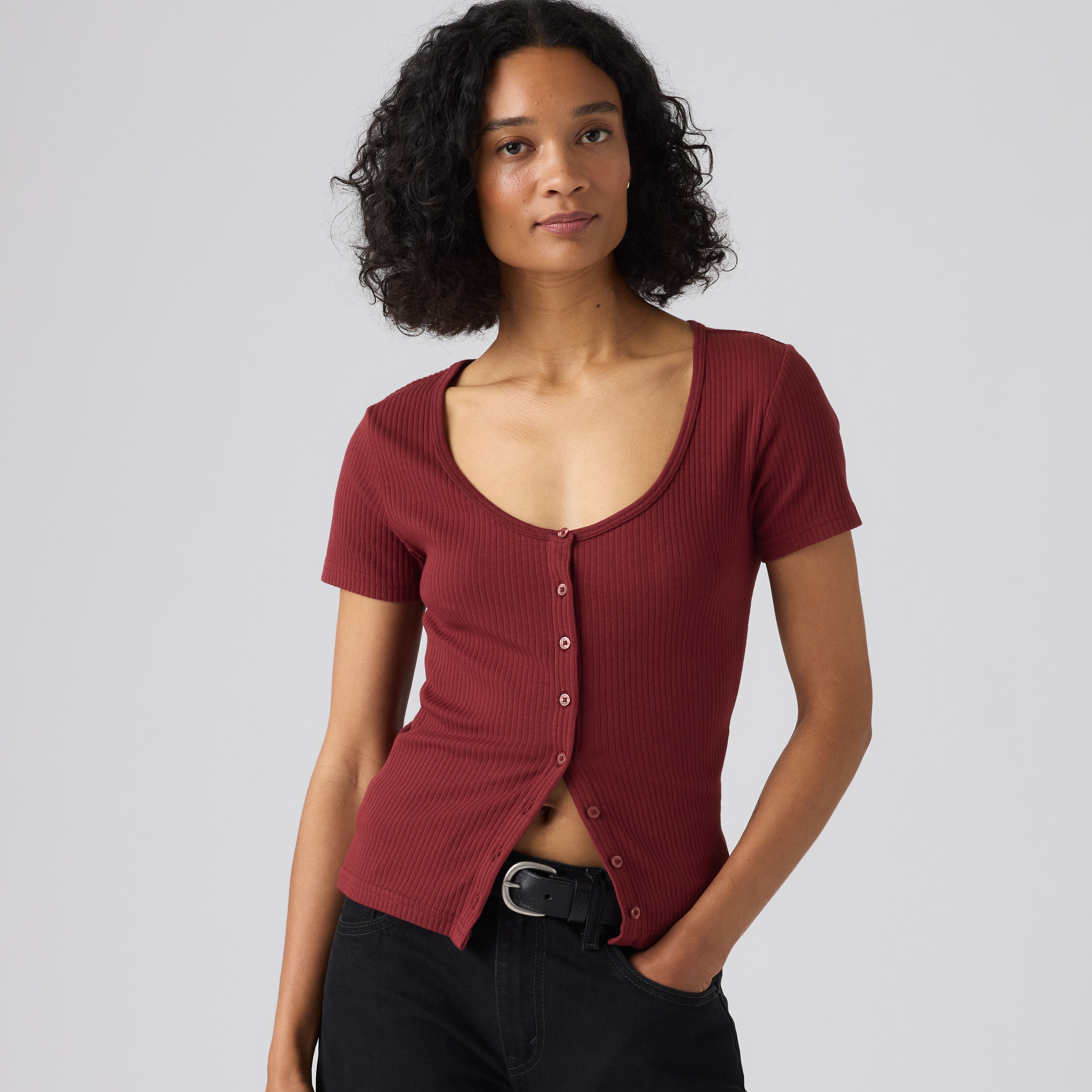 Austen Button-Up Short-Sleeve Top 1