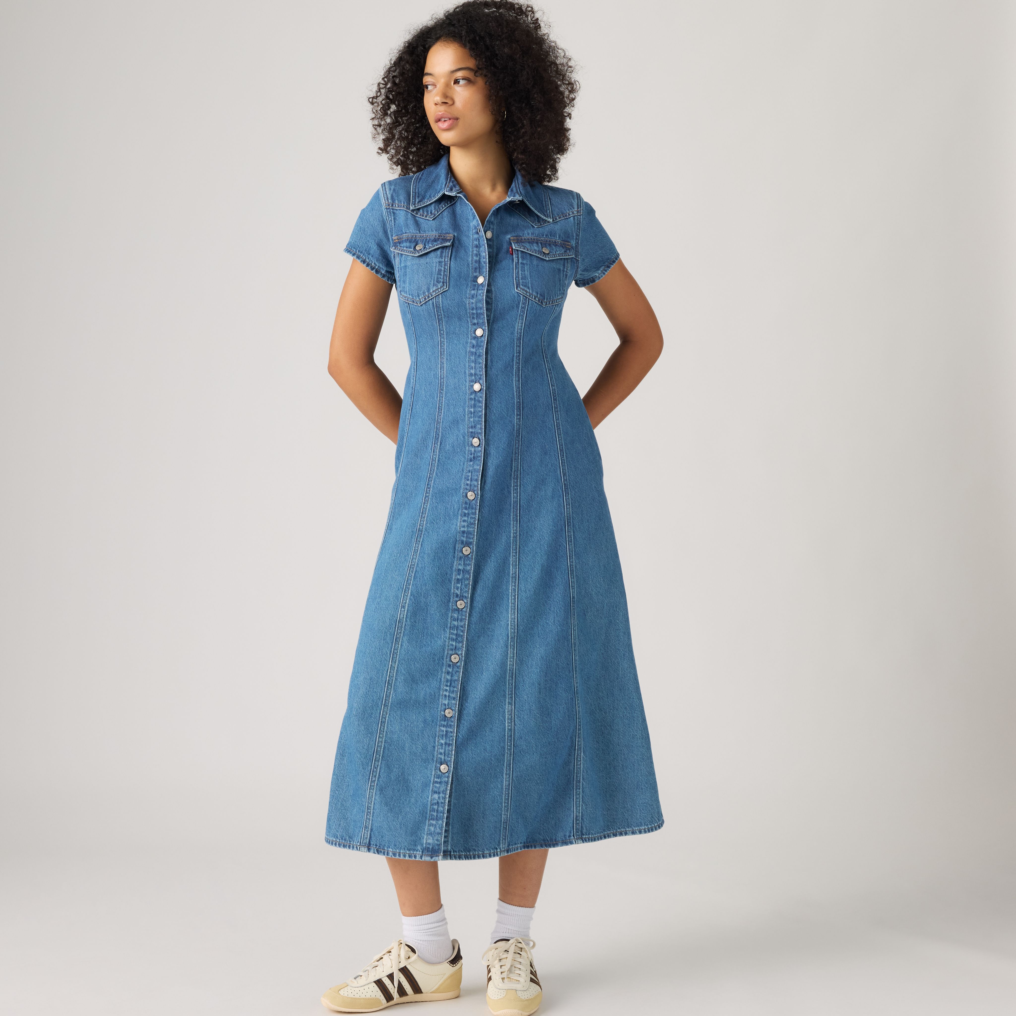 Short-Sleeve Flare Western Lightweight  Dress 1