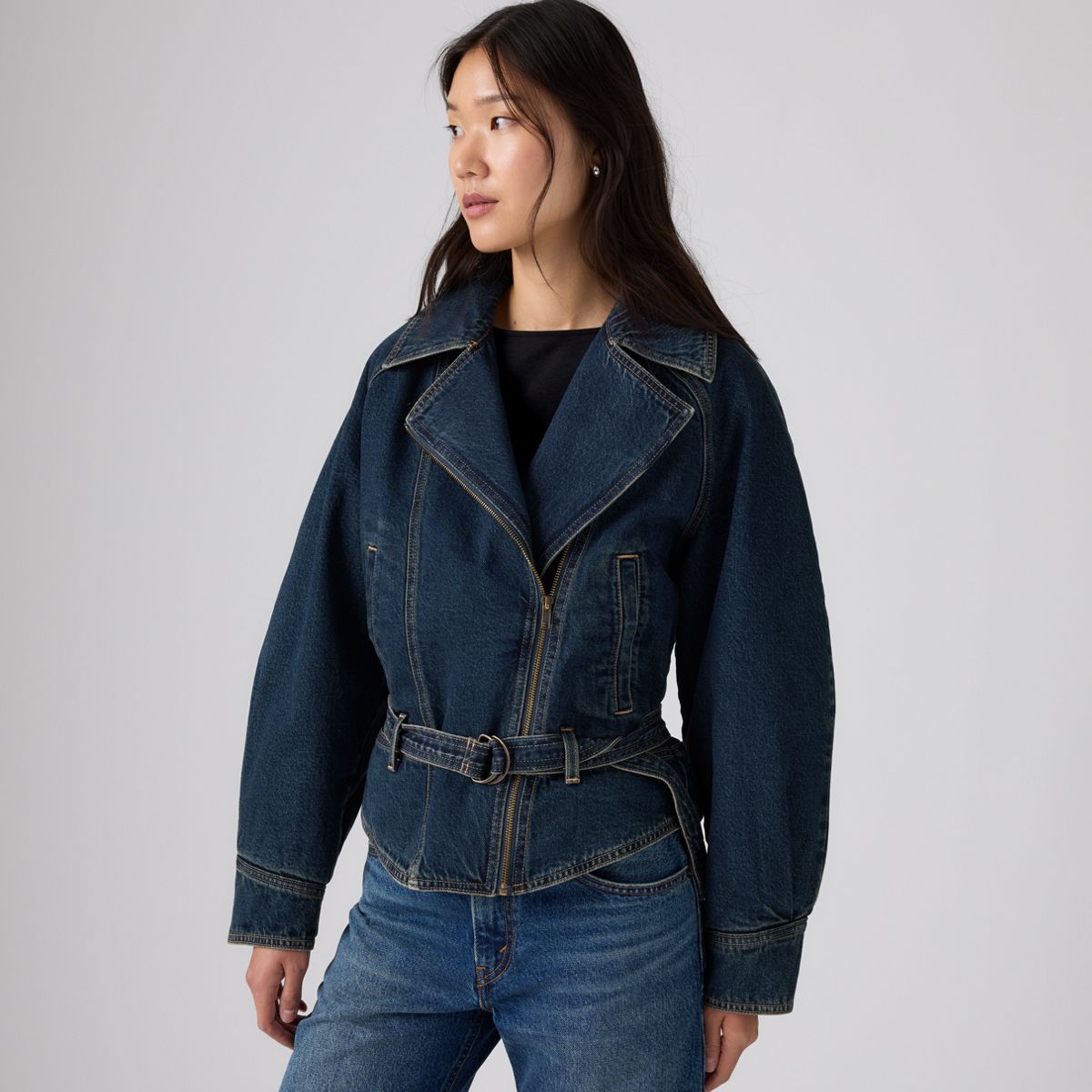 80's Bomber Trucker Jacket — Bellissima - Medium Wash