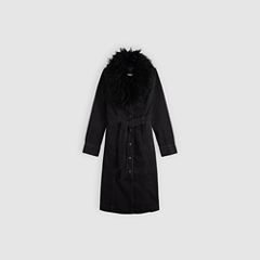 Sherpa Collar Belted Denim Coat — Midnight Mood - Black 7