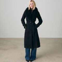 Sherpa Collar Belted Denim Coat — Midnight Mood - Black 2