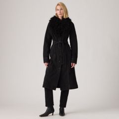 Sherpa Collar Belted Denim Coat — Midnight Mood - Black 5