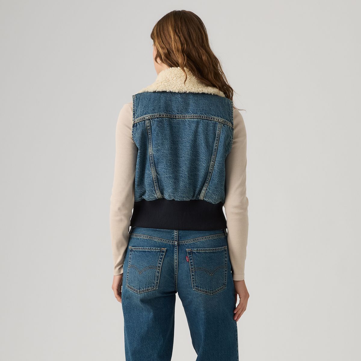 Tiny Sherpa Vest — Rescued City Vest - Medium Wash