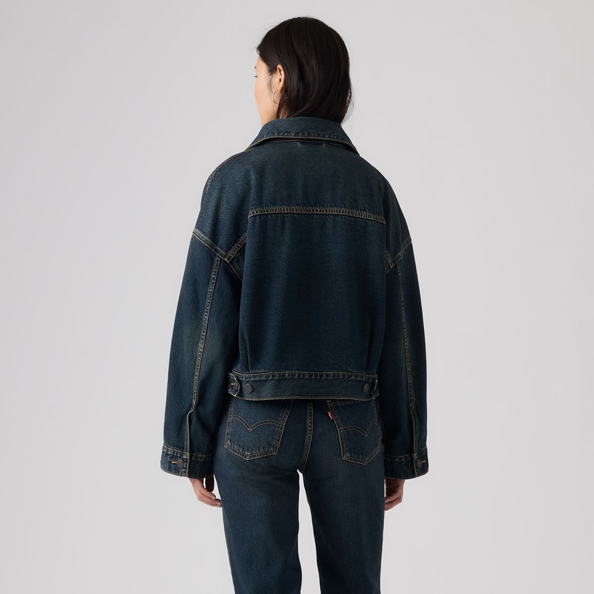 Loose Cropped Trucker Jacket — High Vibration Trucker - Dark Wash