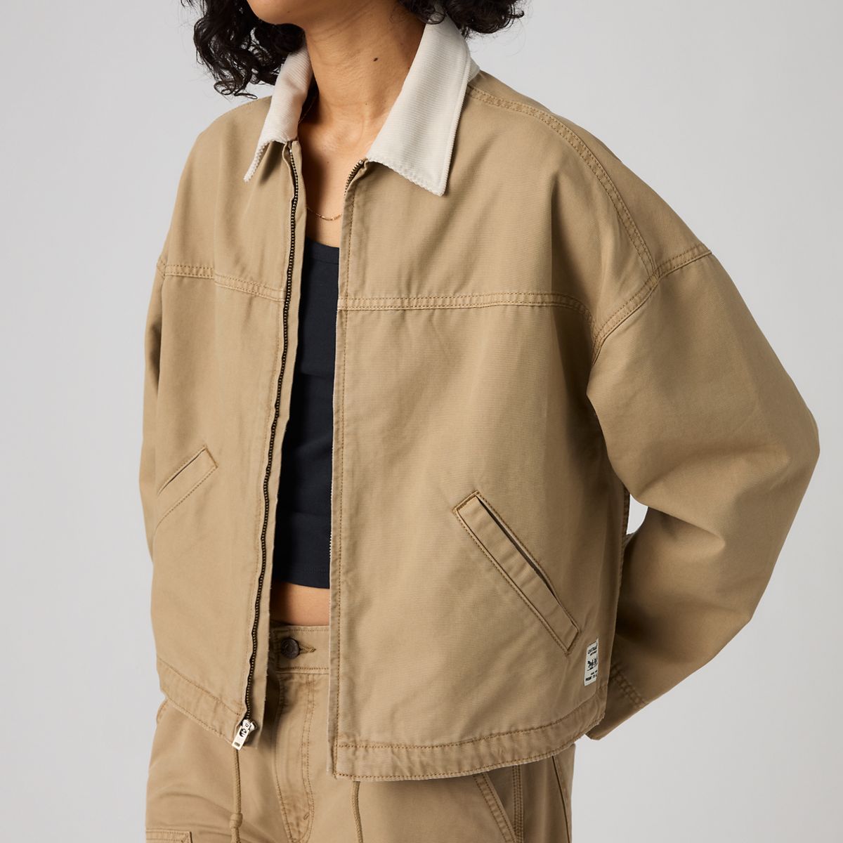 Loose Workwear Trucker Jacket — Canvas Kelp - Tan