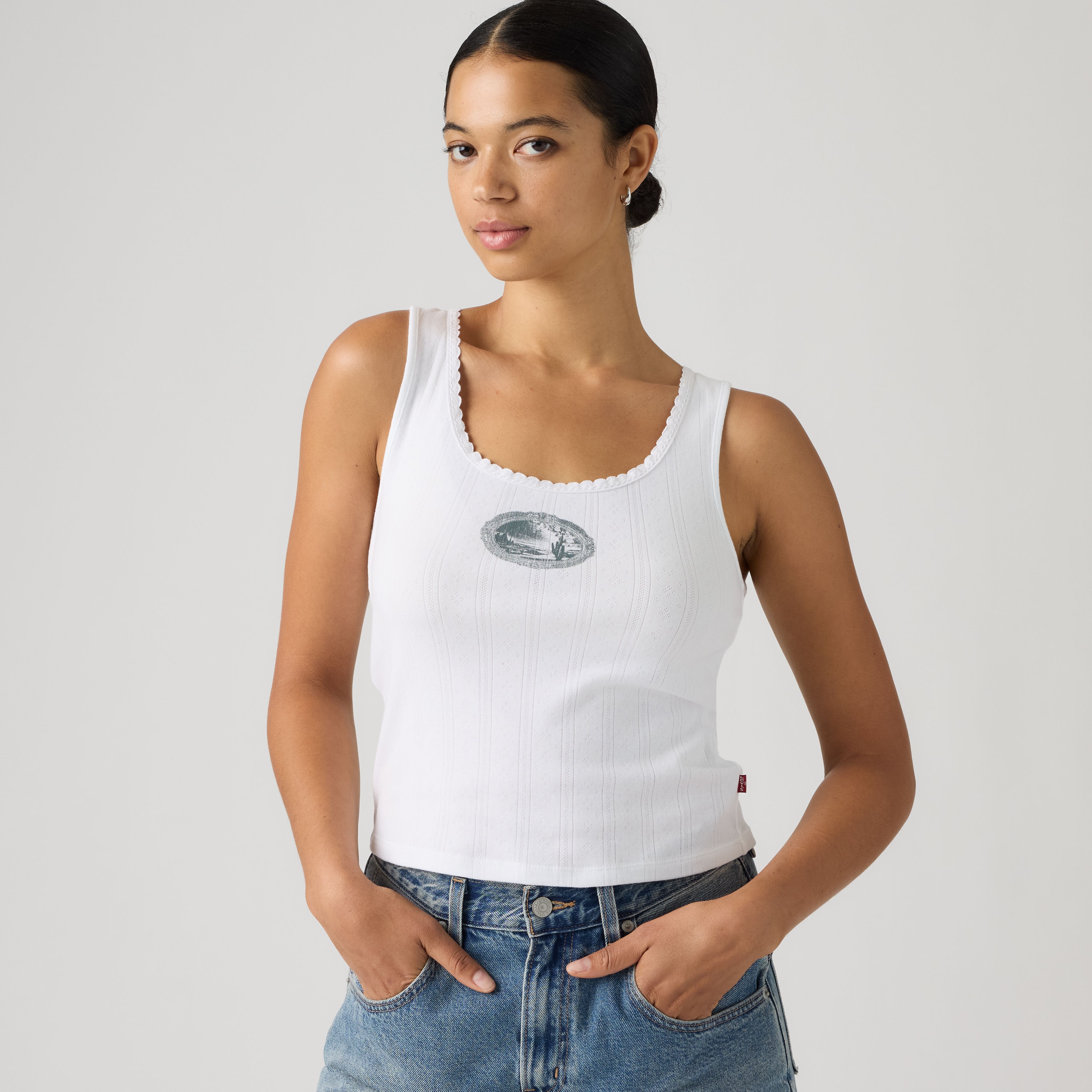 Graphic Pointelle Tank 1