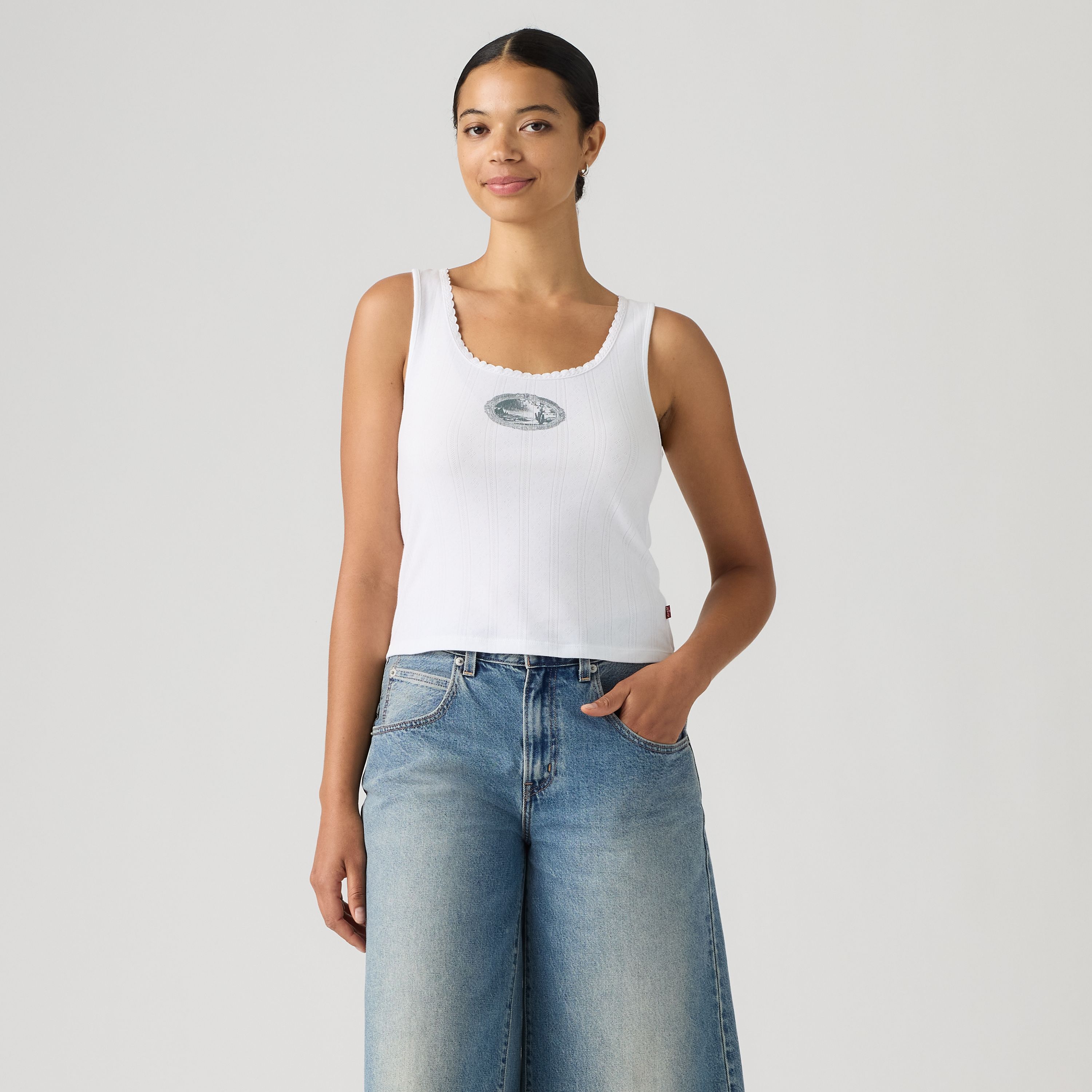 Graphic Pointelle Tank 1