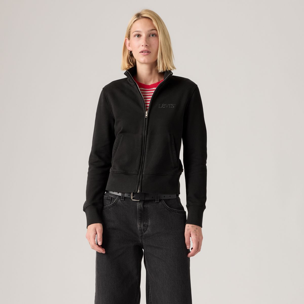 Graphic Slim Fit Full-Zip — Slim Fit Fleece Club Serif Jet Black - Black