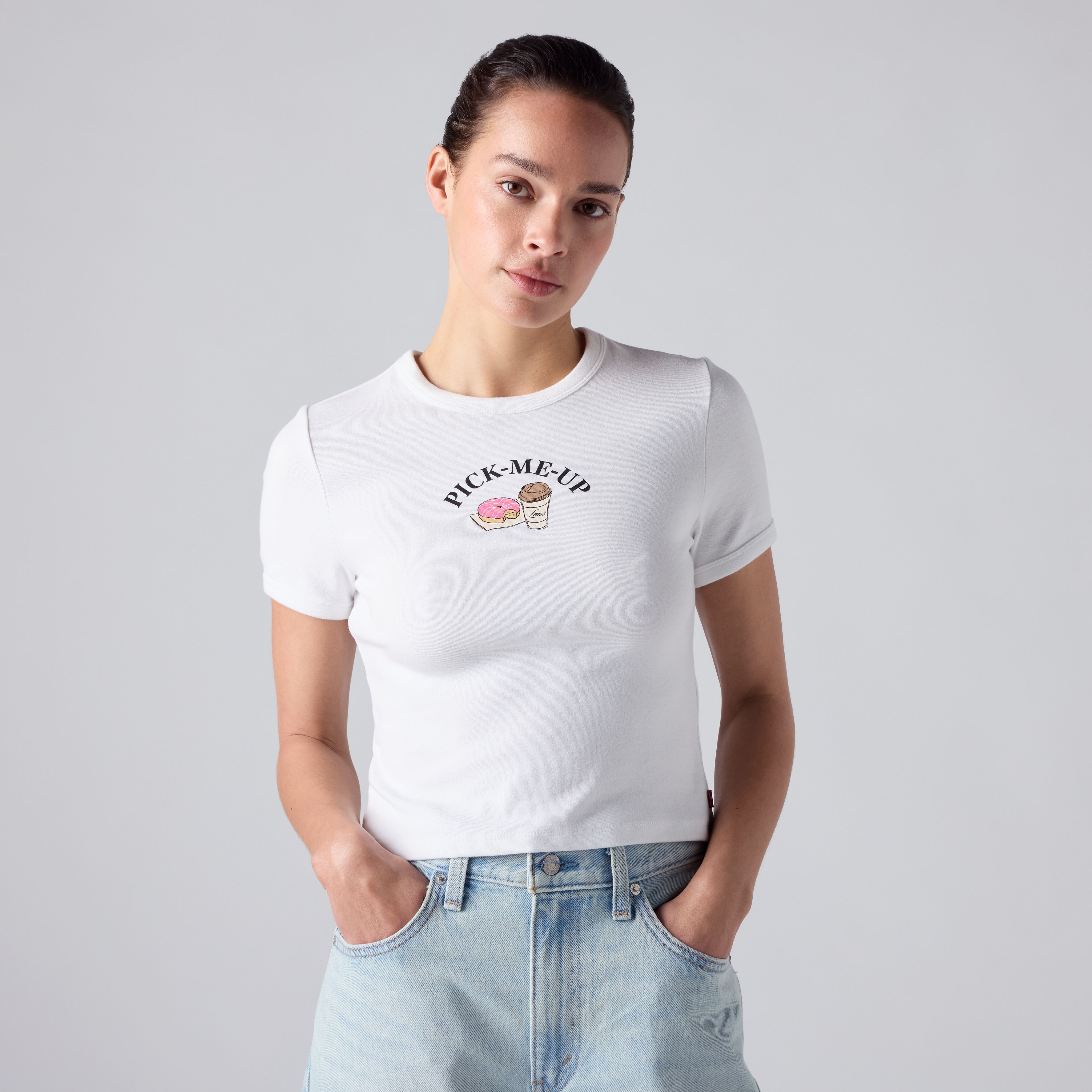 Levi's Women's White Graphic Hayes Cropped Tee - S