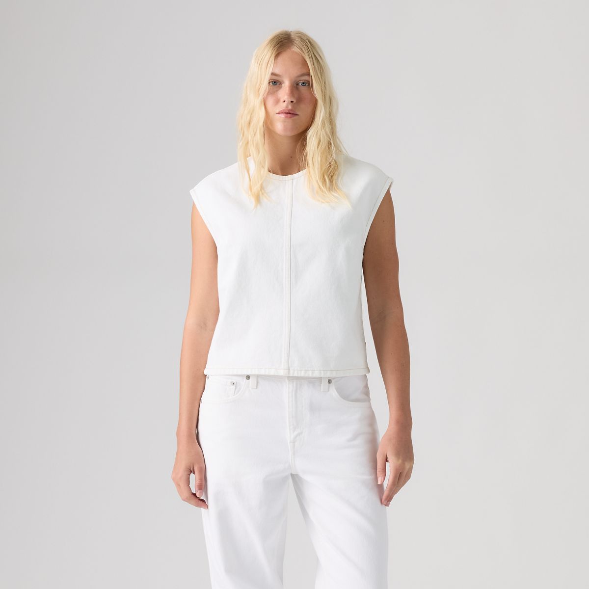 Denim Sleeveless Tee — Tooth Fairy - White