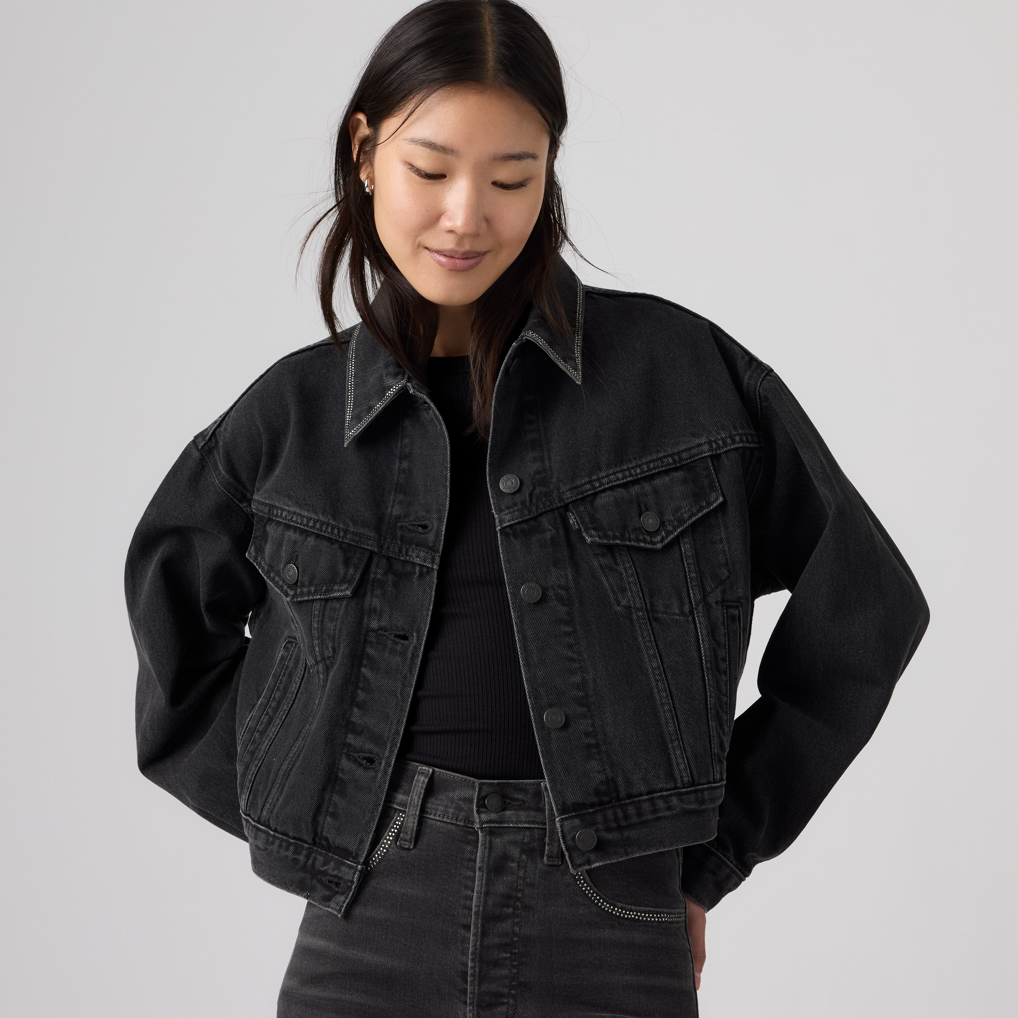 Rhinestone Shrunken 90's Trucker Jacket 1