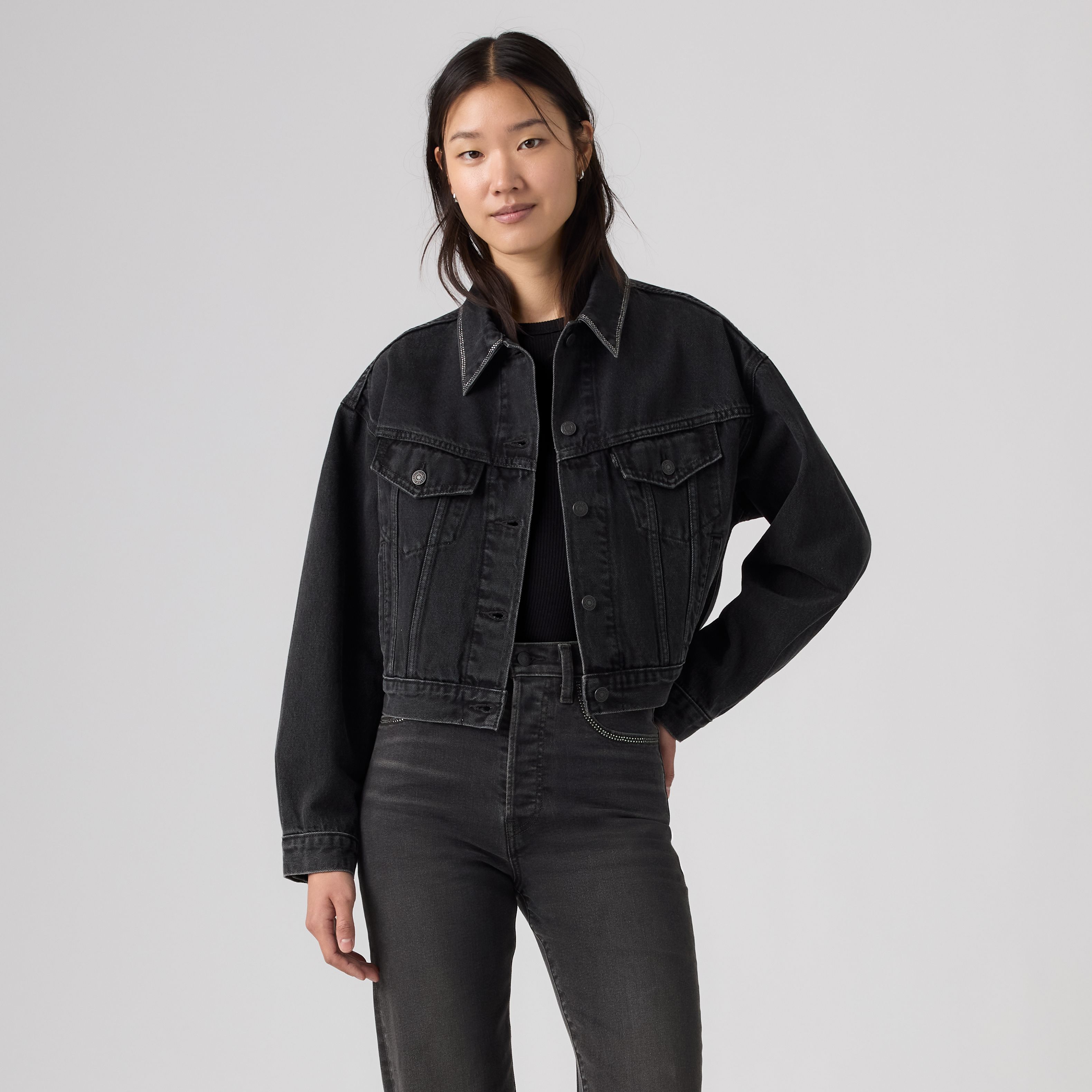 Rhinestone Shrunken 90's Trucker Jacket 6