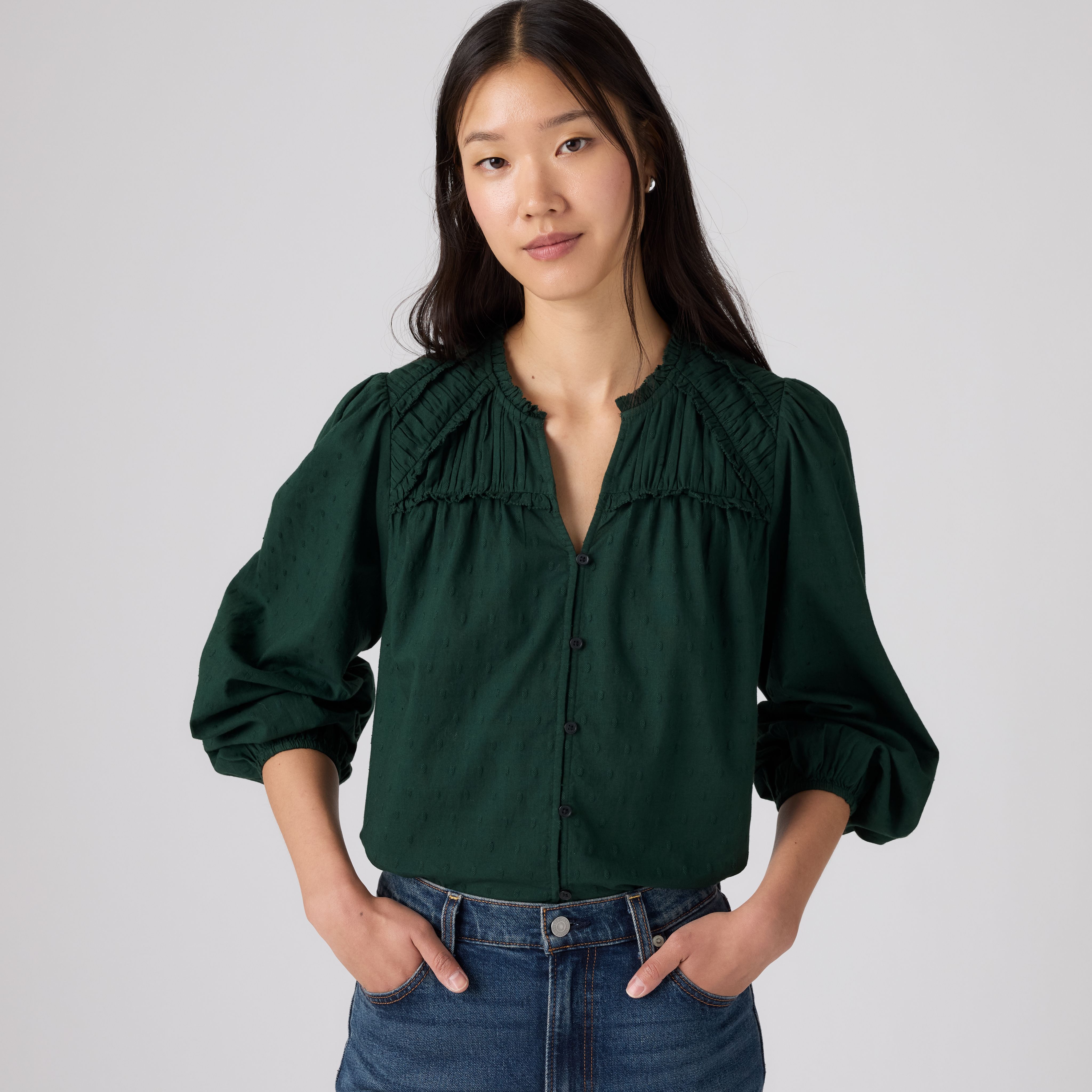 Lee Soft Cotton Dobby Blouse - Green | Levi's® US