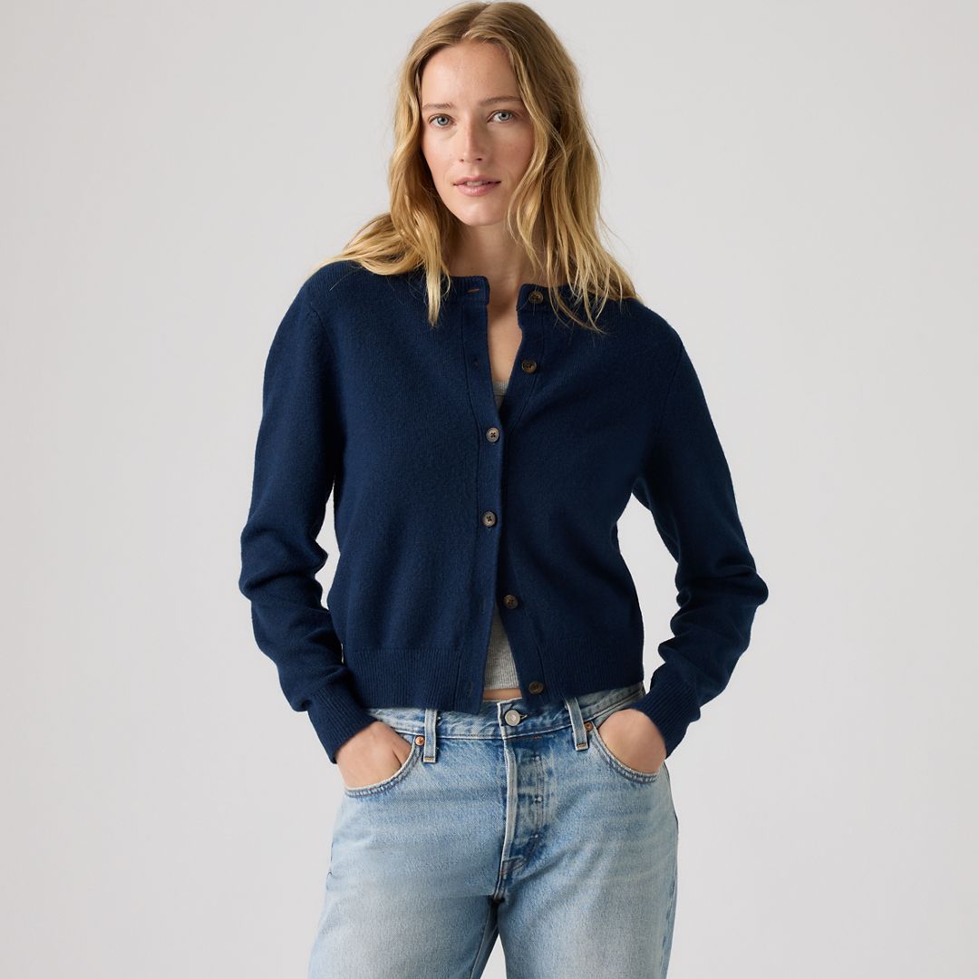 Levi's Women's Claire Stripe Wool-Blend Cardigan - Navy Blazer