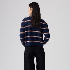 Claire Cardigan — Devin Stripe Navy Blazer - Blue 4