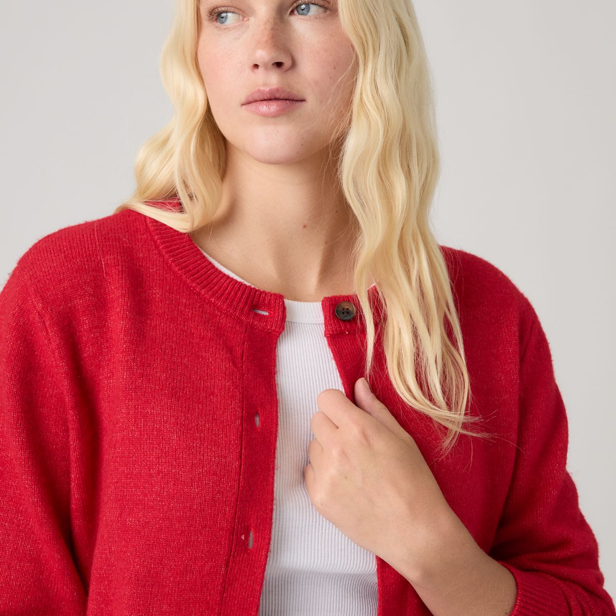 Claire Cardigan — True Red - Red