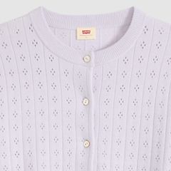 Supersoft Pointelle Crewneck Cardigan — Lavender Blue - Blue 6