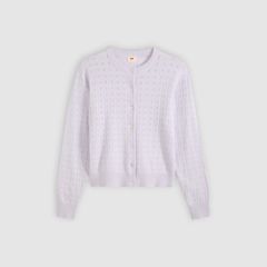 Supersoft Pointelle Crewneck Cardigan — Lavender Blue - Blue 5