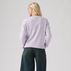 Supersoft Pointelle Crewneck Cardigan — Lavender Blue - Blue 4