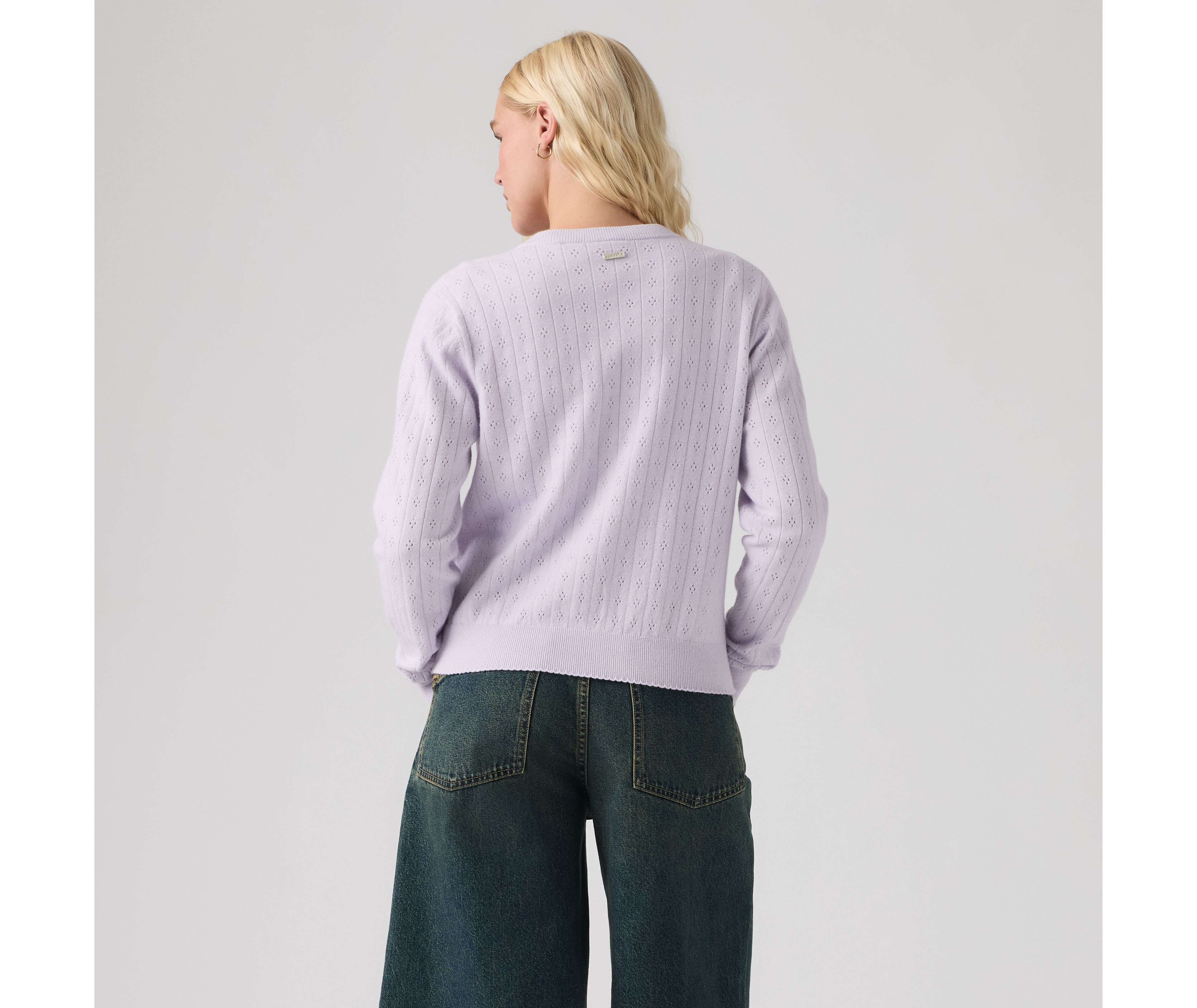 Supersoft Pointelle Crewneck Cardigan