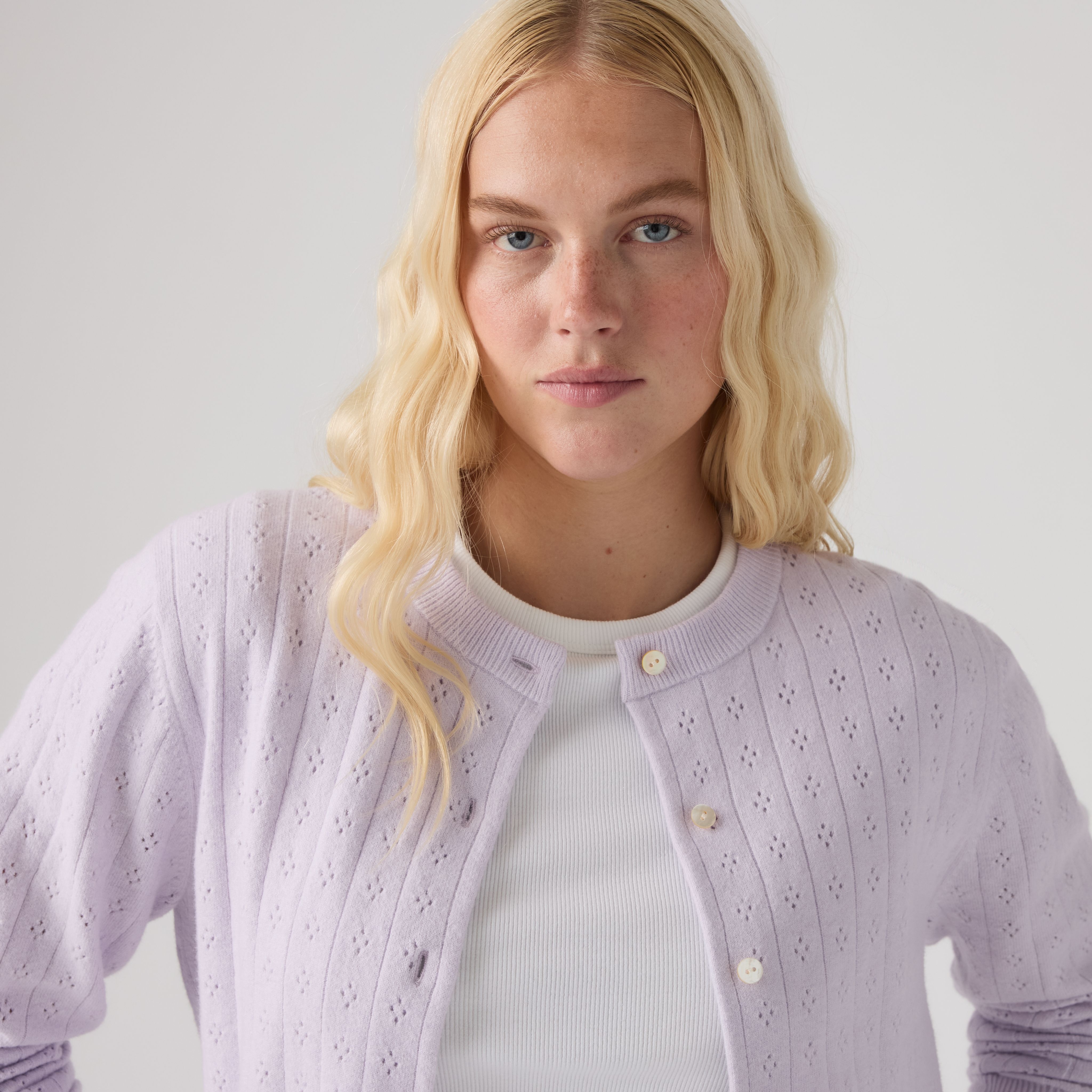 Supersoft Pointelle Crewneck Cardigan 2