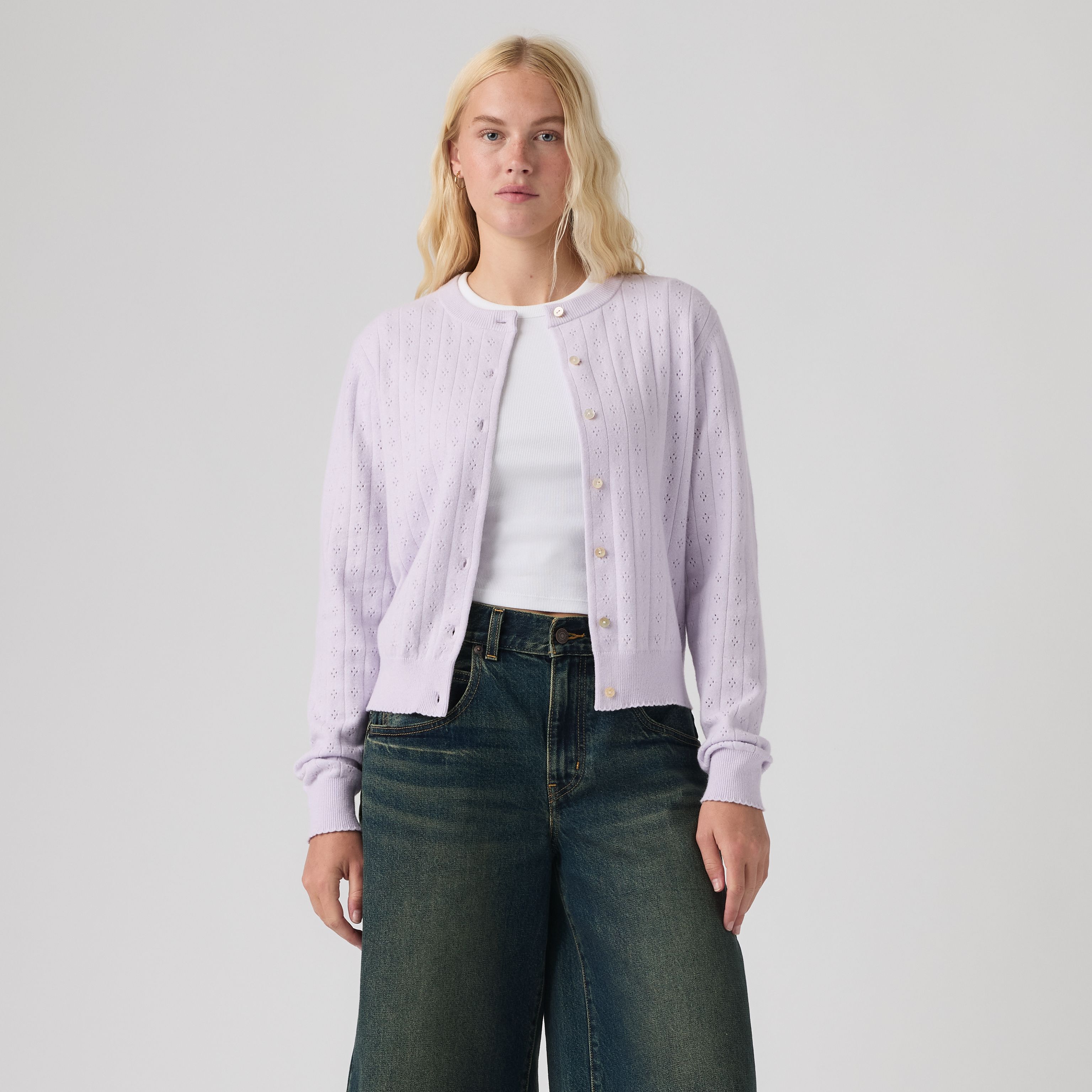 Supersoft Pointelle Crewneck Cardigan 5