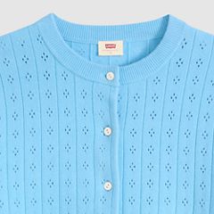 Supersoft Pointelle Crewneck Cardigan — Alaskan Blue - Blue 8